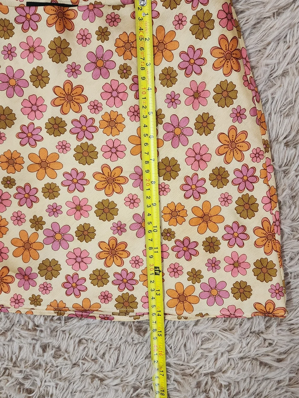 Cotton Candy Cream Mini Skirt with Pink & Orange Floral Print